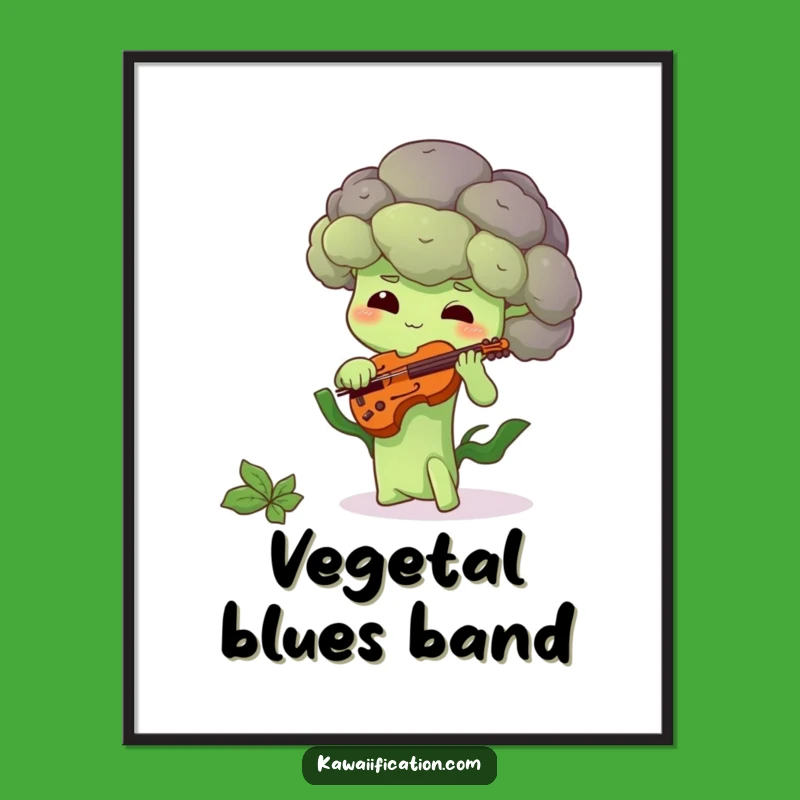 Funny Shy Broccoli Poster: Hilarious Veggie Music Art Gift