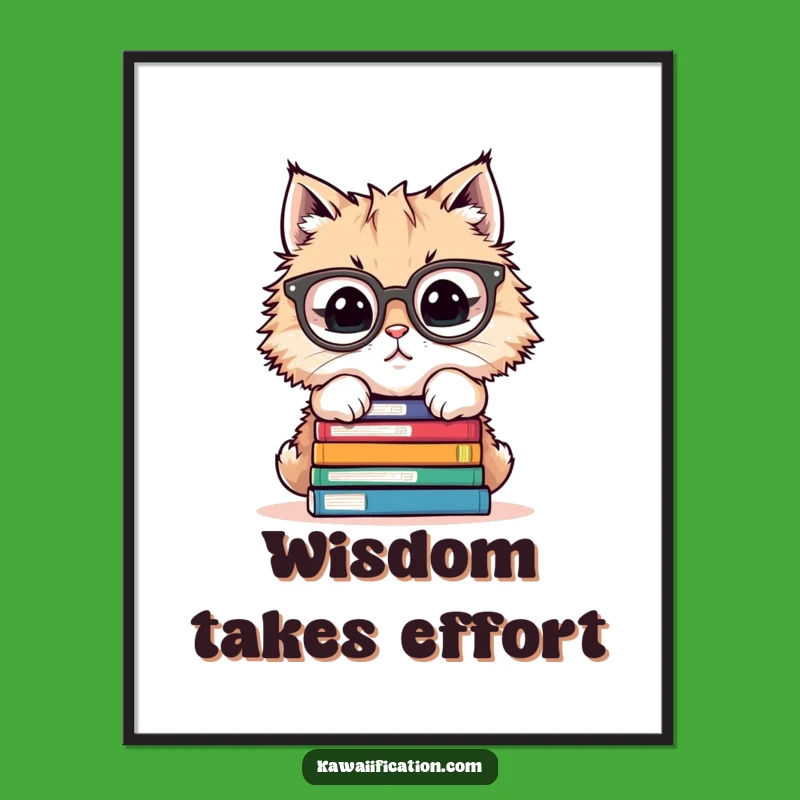 Funny Cat Balancing Books Poster - Hilarious Wall Art for Book Nooks