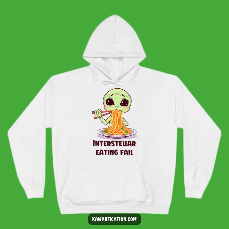 Cozy Funny Alien Spaghetti Hoodie - Confused Comfort, Warm Sci-Fi Gift!
