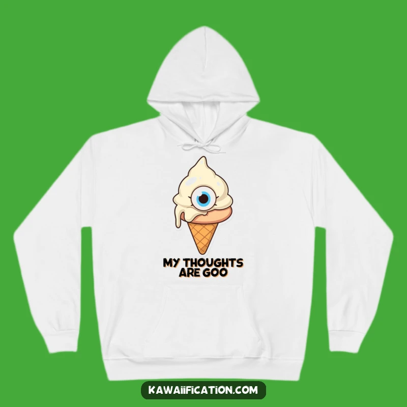 Funny Confused Melting Ice Cream Hoodie - Cozy Cartoon Comfort Gift!