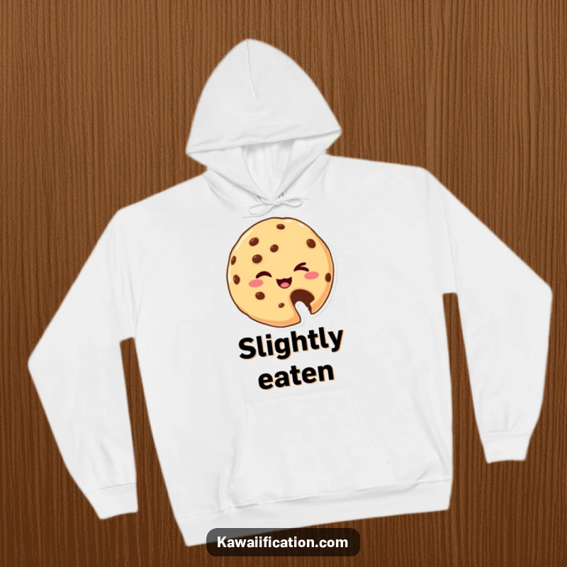 Funny Hoodie: A warm hoodie featuring a cheeky cookie character, missing a bite and giving a sly wink. A cozy funny gift.