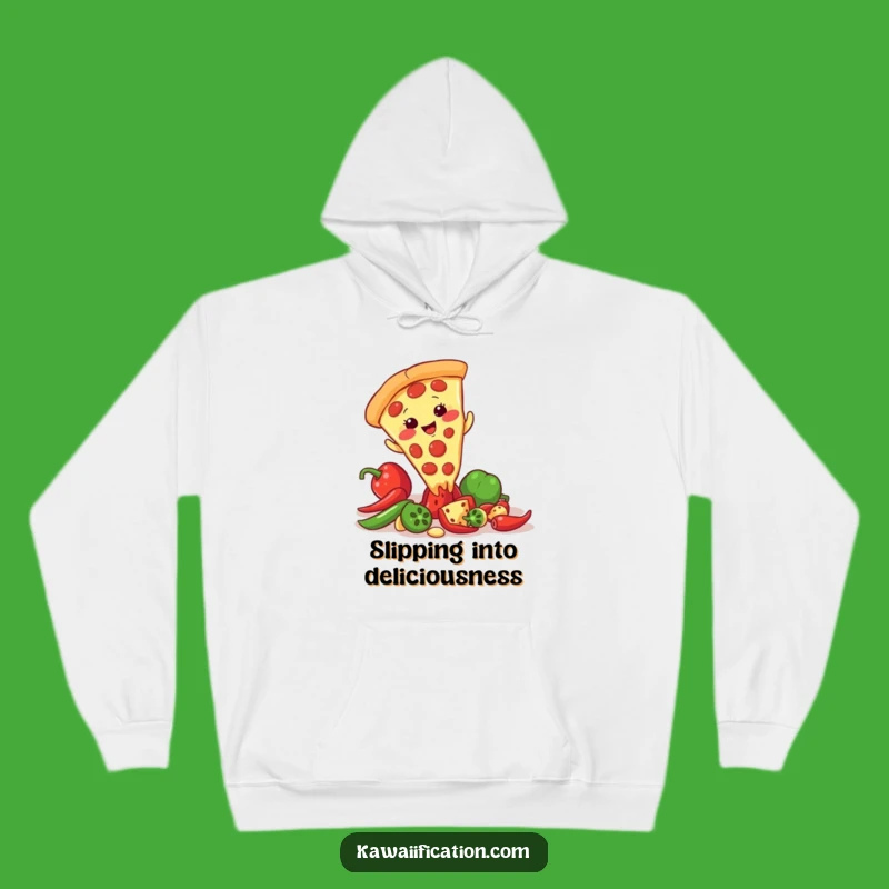 Funny Pizza Slip Hoodie: Cozy Giggling Slice, Warm Humorous Foodie Gift