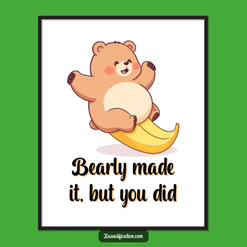 Free Printable Wall Art: Bear Banana Peel Mishap Funny Downloadable Art