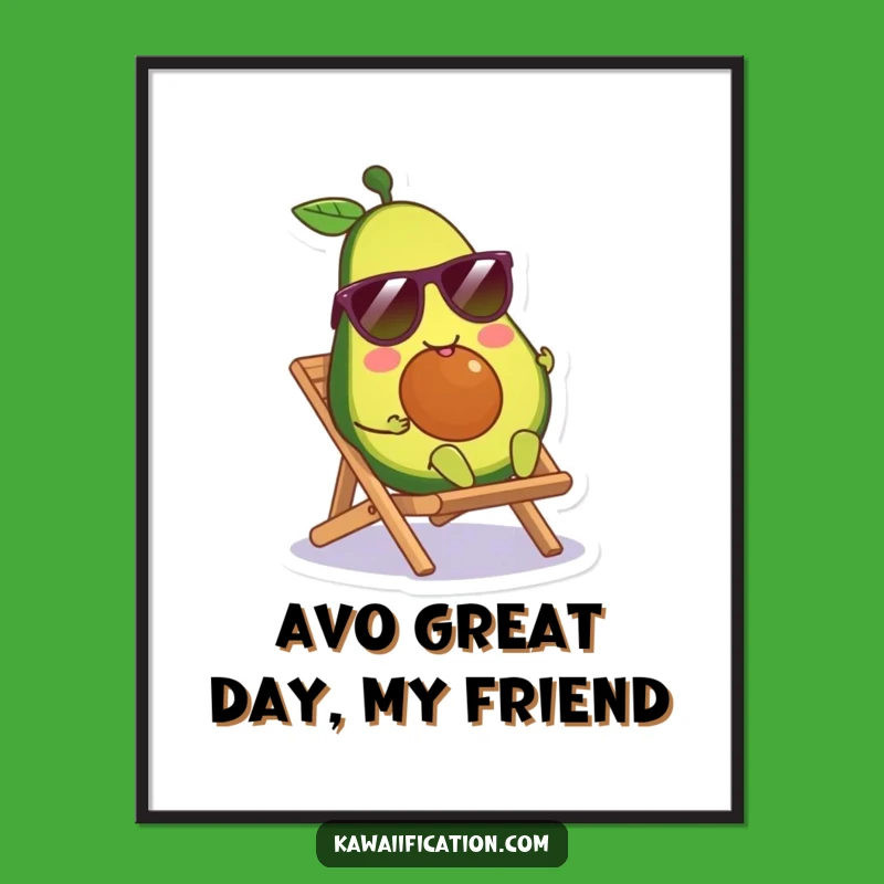 Free Printable Wall Art: Chill Avocado Lounging - Fun Tropical Decor