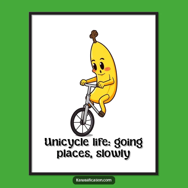 Free Printable Wall Art: Funny Banana Unicycle - Hilarious Downloadable Decor for Your Home