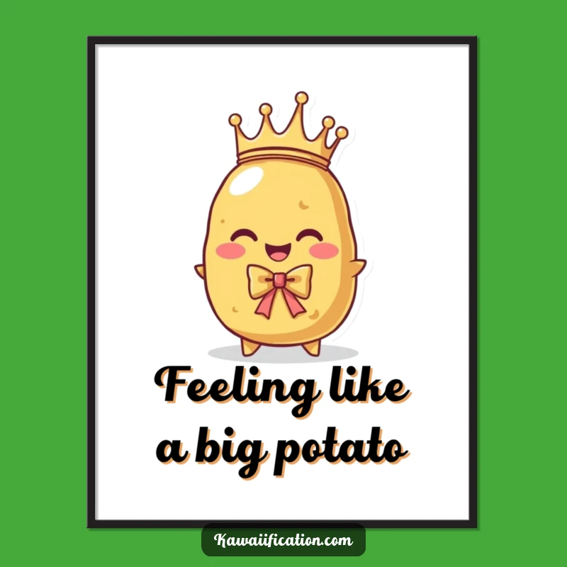 Free Printable Wall Art: Regal Potato Character Funny Downloadable Decor for a Noble Space
