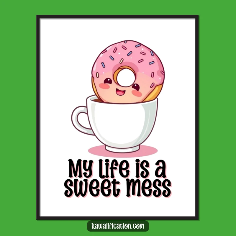 Funny Free Printable Wall Art: Giggling Donut Coffee Dip Downloadable Home Decor