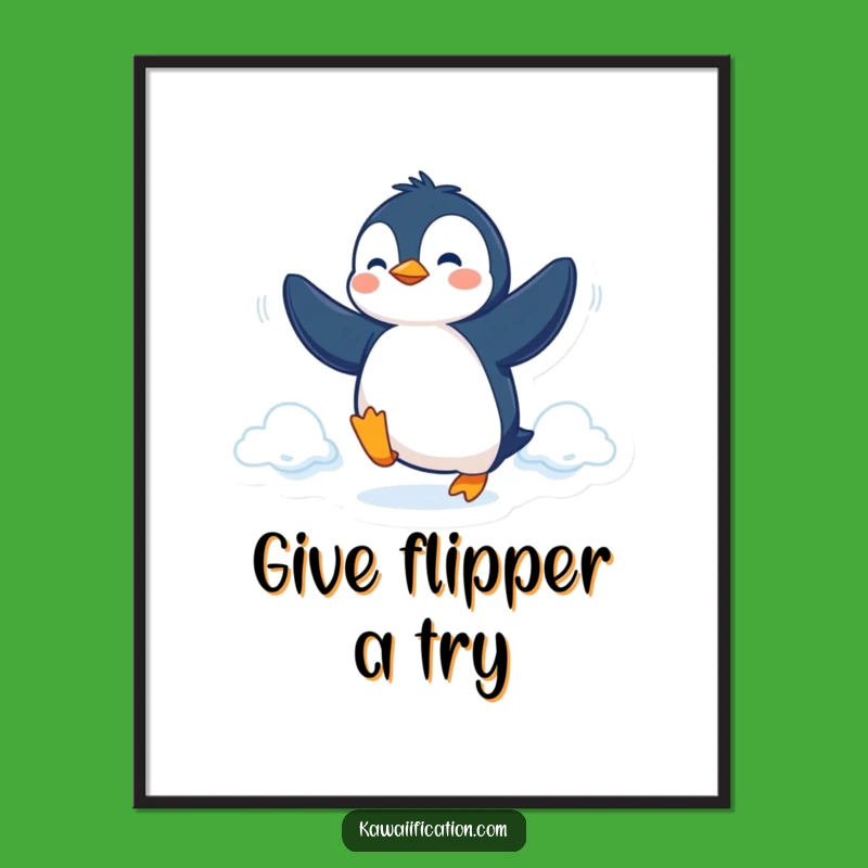 Funny Free Printable Wall Art: Penguin Flight Attempt - Quirky Downloadable Decor
