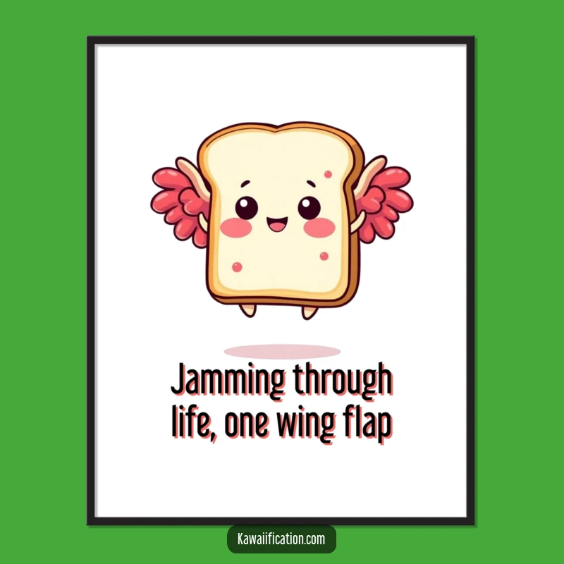 Free Printable Wall Art: Funny Flying Toast - Jam Wings, Downloadable Decor