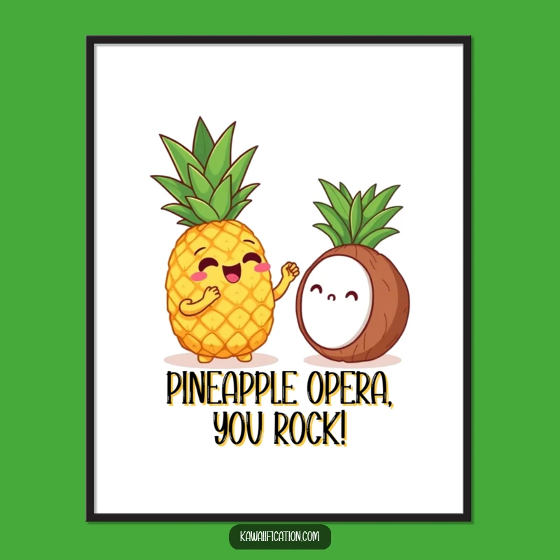 Funny Free Printable Pineapple Art: Opera Singer, Quirky Downloadable Home Decor