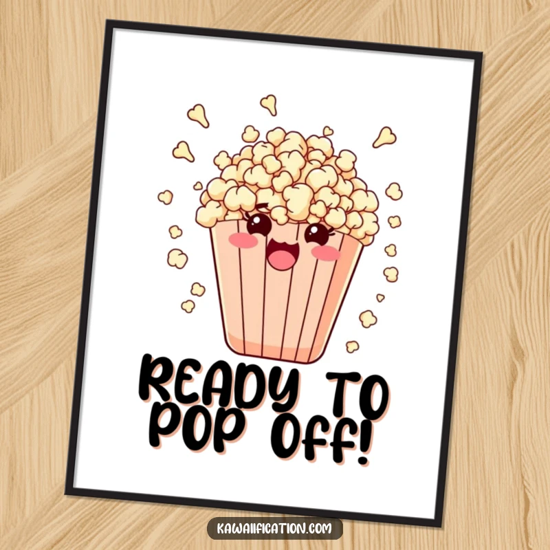 Funny Free Printable Wall Art: An excited bag of popcorn bursting with energy and kernels, a humorous downloadable poster.