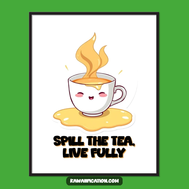 Funny Free Printable Teacup Spill Wall Art: Quirky Downloadable Decor