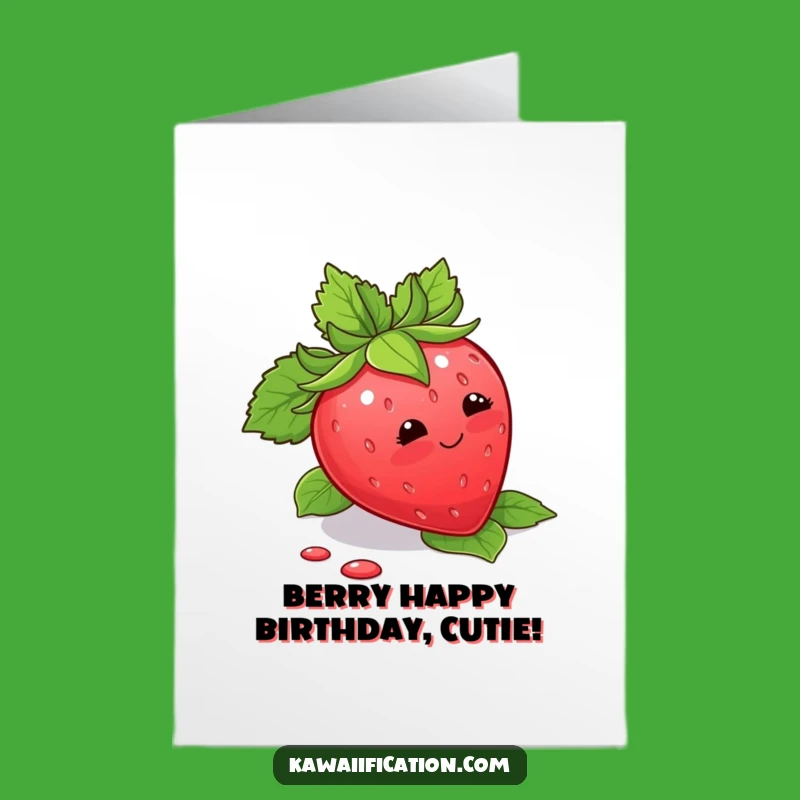 Free Printable Birthday Card: Blushing Strawberry - Sweet & Funny Downloadable Gift