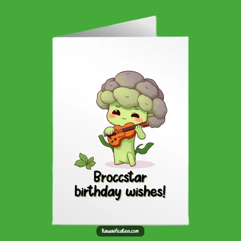 Shy Broccoli Birthday Card: Funny Free Printable Violinist, Unique Downloadable Gift
