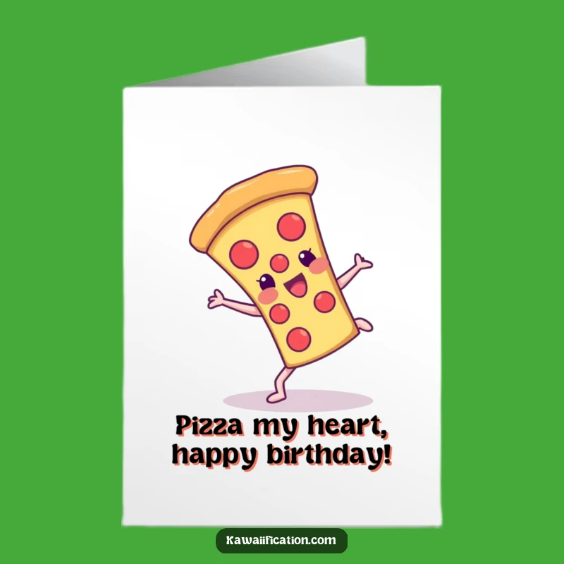 Free Printable Birthday Card: Cheerful Pizza Cartwheeling for a Hilarious Downloadable Gift