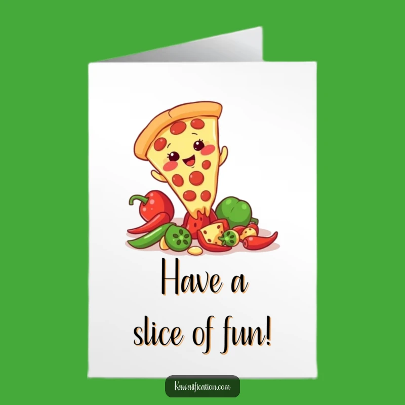 Free Printable Birthday Card: Giggling Pizza Slip Funny Downloadable Greeting