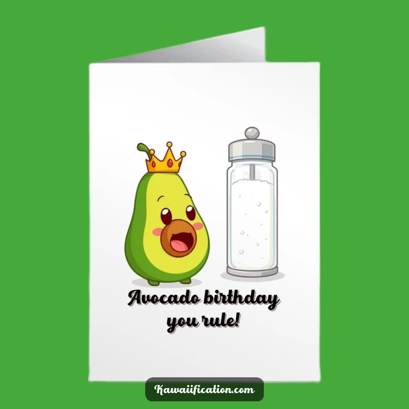 Free Printable Birthday Card: Surprised Avocado King - Funny Downloadable Gift