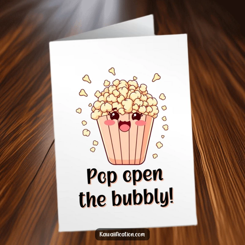 Funny Free Printable Birthday Card: An excited bag of popcorn exploding with joy, a hilarious downloadable for birthday celebrations.