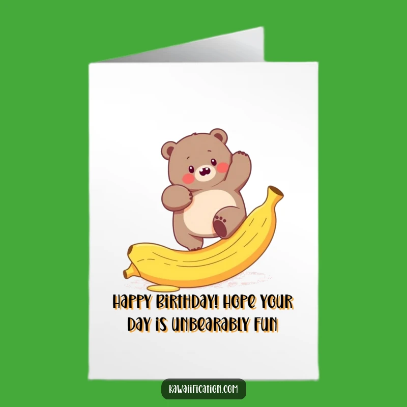 Free Printable Funny Bear Birthday Card: Slippery Situation - Hilarious Downloadable Gift