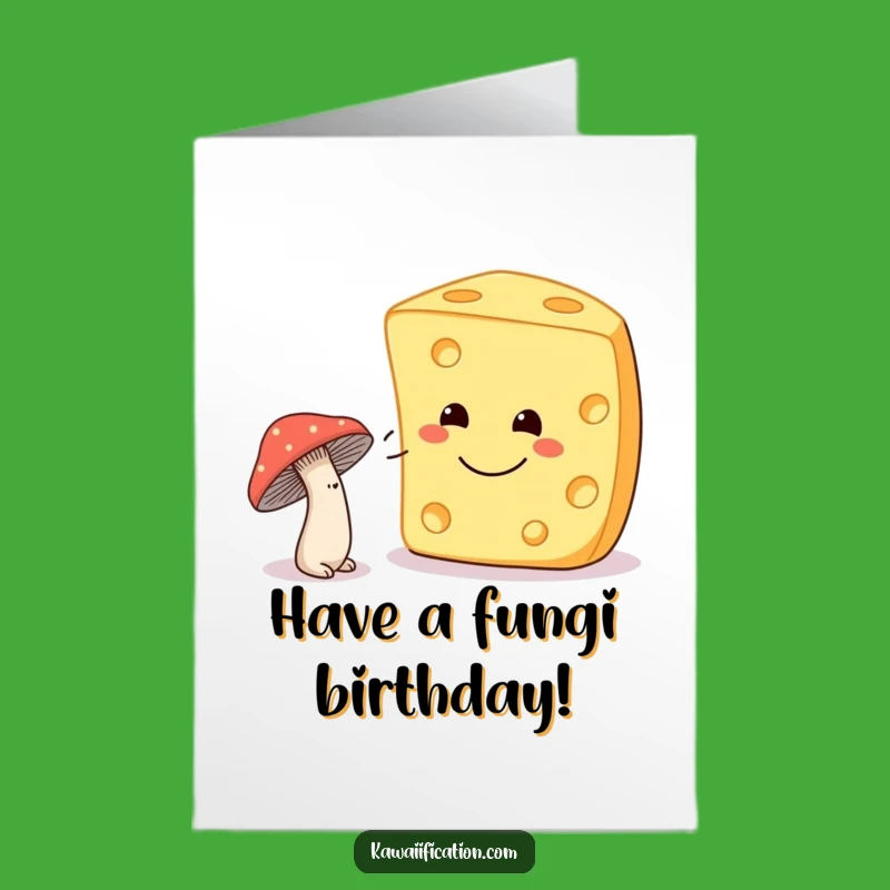 Free Printable Birthday Card: Shy Mushroom Winks at Cheese, Funny Gift