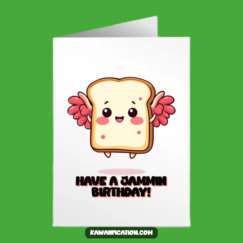 Free Printable Funny Birthday Card: Flying Toast - Jam Wings, Hilarious Downloadable Gift