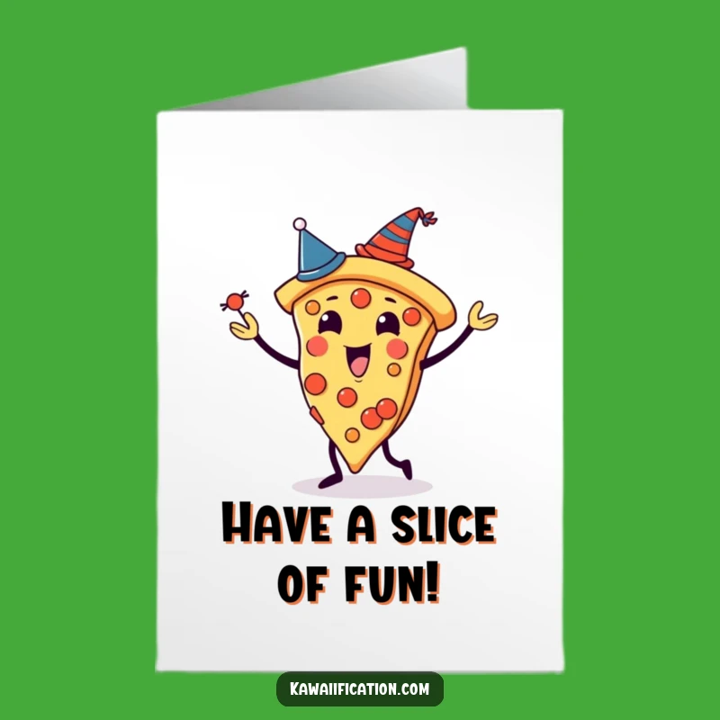 Free Printable Birthday Card: Juggling Pizza Party - Hilarious Hats Downloadable Gift