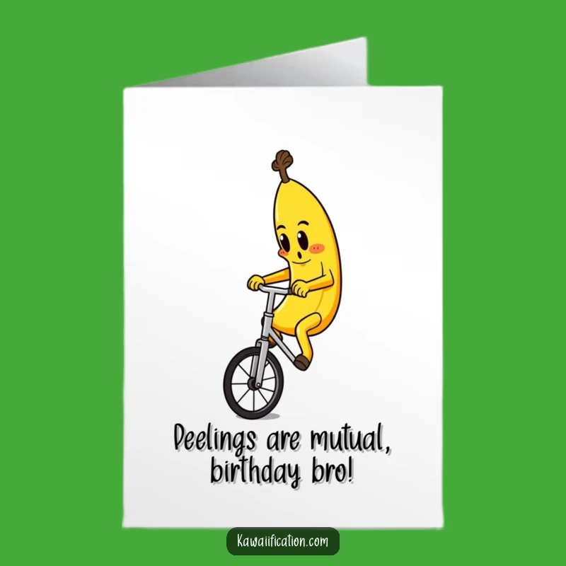 Free Printable Funny Birthday Card: Banana Unicycle Rider - Hilarious Downloadable Gift