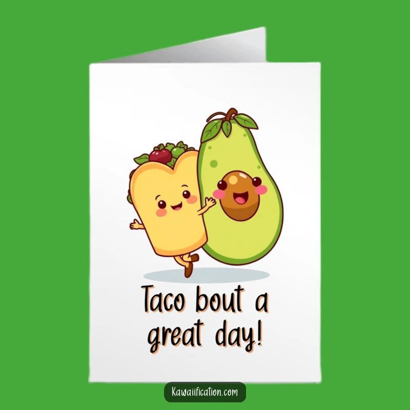 Free Printable Birthday Card: Funny Taco & Avocado Waltzing - Hilarious Downloadable Gift