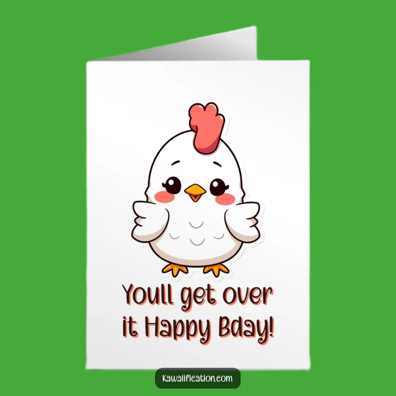 Free Printable Birthday Card: Squashed Chicken Smile Funny Downloadable Gift