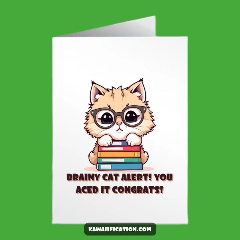 Free Printable Congrats Card: Nerdy Cat Aced It - Funny Downloadable Achievement Gift