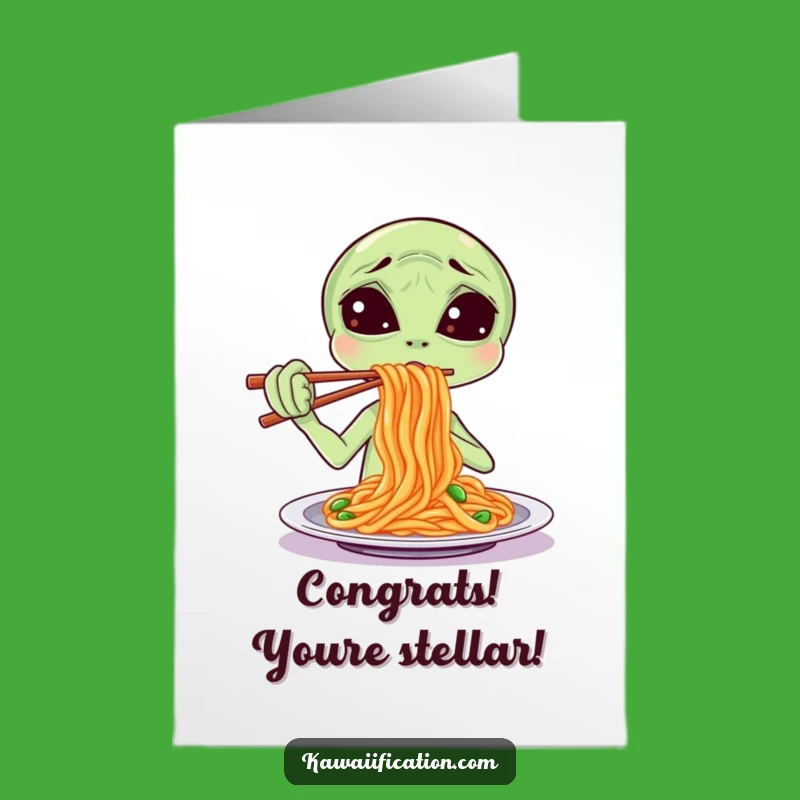 Free Printable Congrats Card: Alien Eating Adventure Funny Downloadable Gift