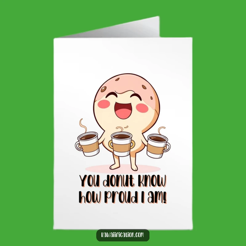 Free Printable Congrats Card: Donut Juggler - Funny Coffee Cups Downloadable Greeting