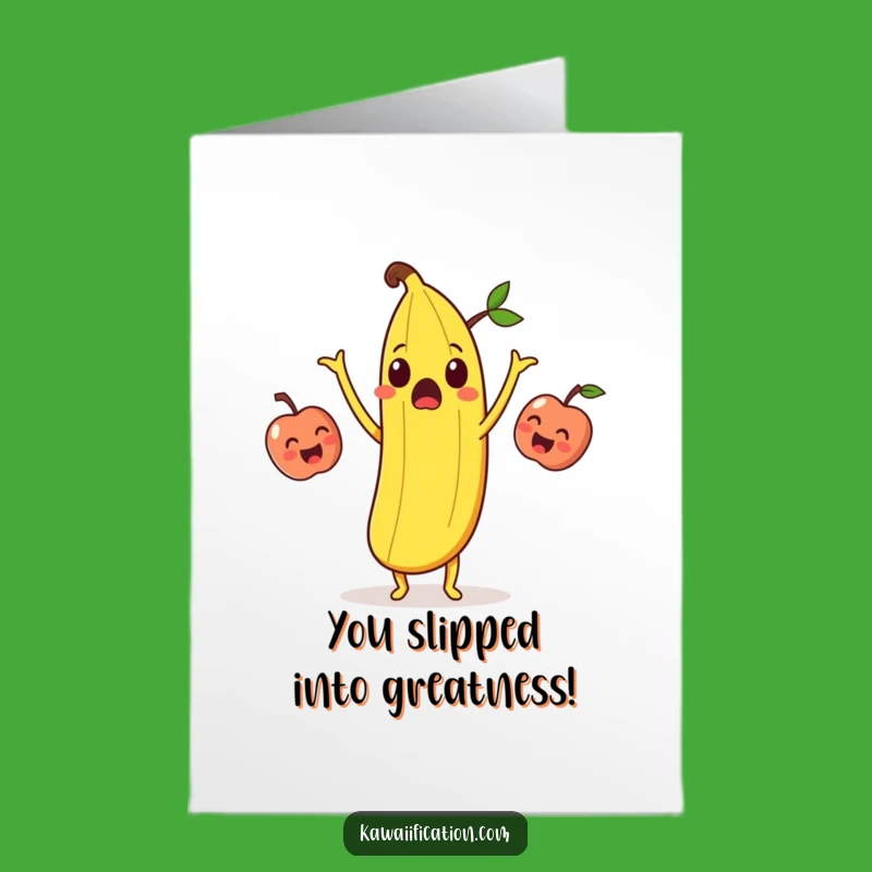Free Printable Congrats Card: Juggling Banana Peel, Humorous Downloadable Celebration Gift