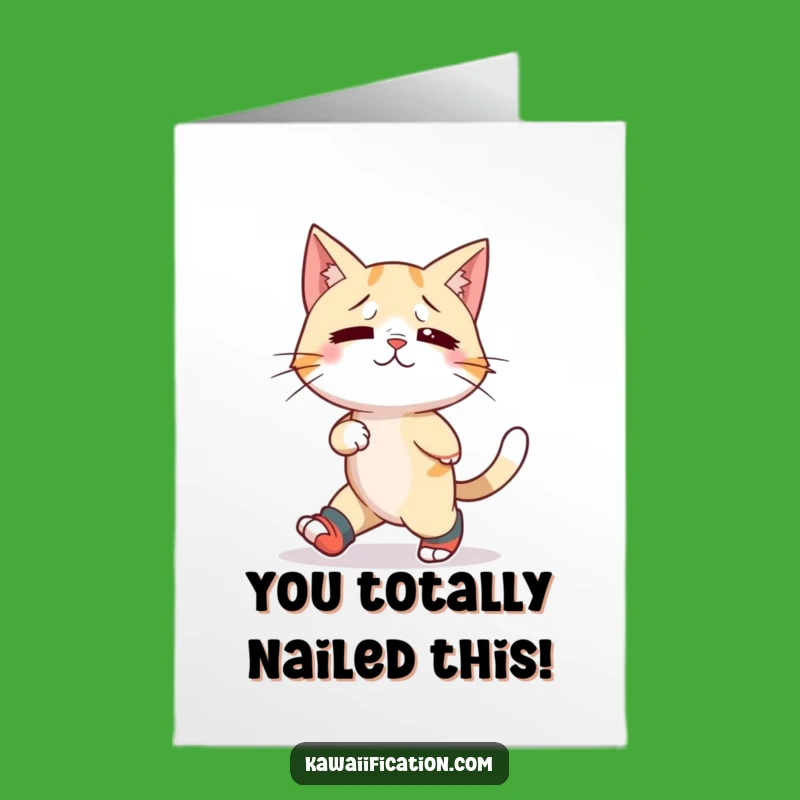 Free Printable Congrats Card: Mismatched Socks Cat - Funny Downloadable Achievement Greeting