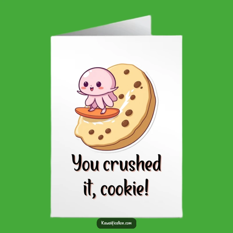 Free Printable Congrats Card: Wobbly Jelly Surfing Cookie Funny Downloadable Gift