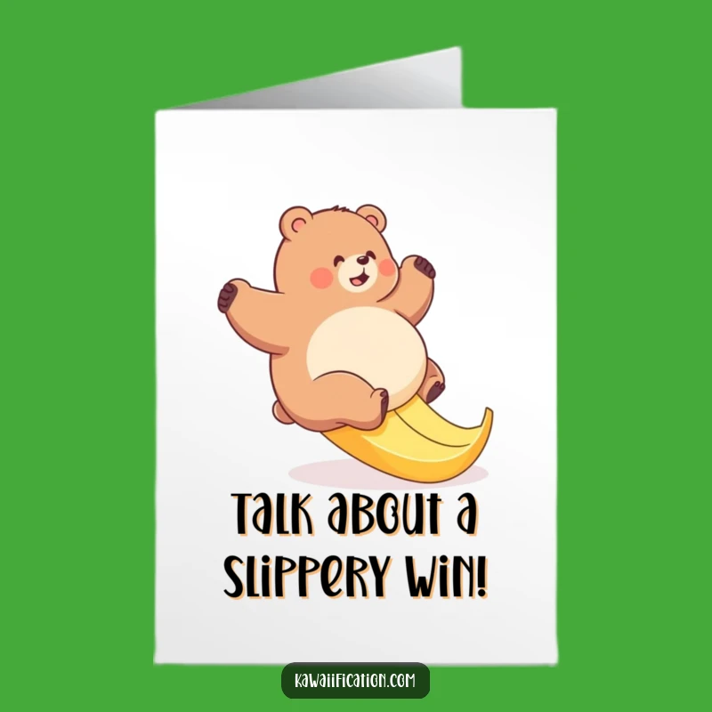 Free Printable Congrats Card: Bear Banana Peel Fail Funny Downloadable Gift