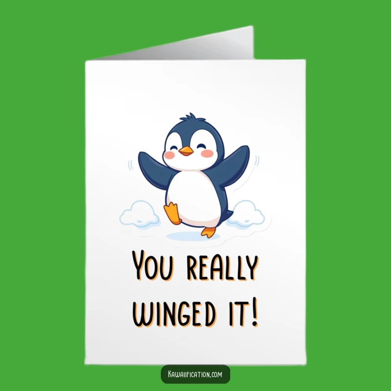 Free Printable Congrats Card: Penguin's Flight - Funny Achievement Downloadable