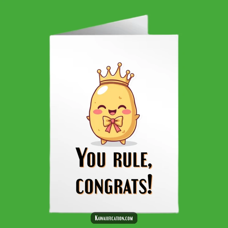 Free Printable Congrats Card: Regal Potato Funny Downloadable Greeting for Your Grand Success