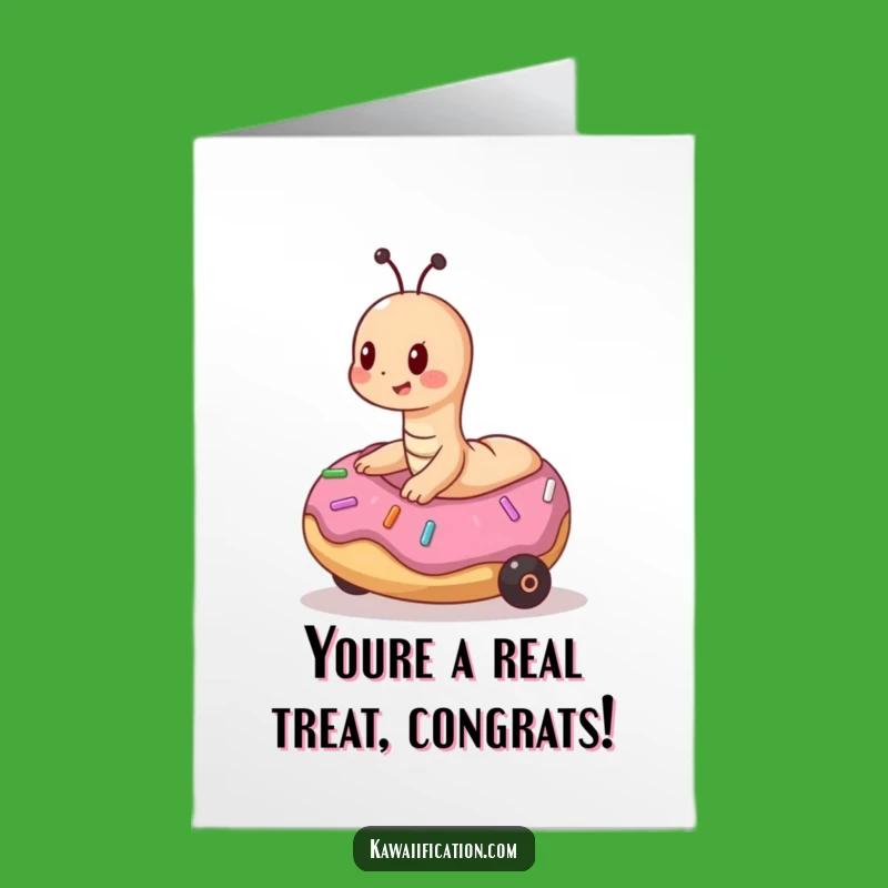 Free Printable Worm Donut Congrats Card: Funny Downloadable Greeting