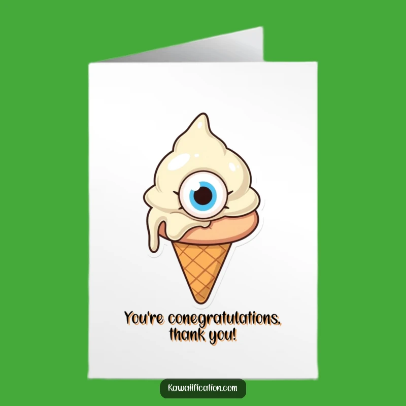 Free Printable Funny Thank You Card: Confused Melting Ice Cream - Hilarious Downloadable Gift