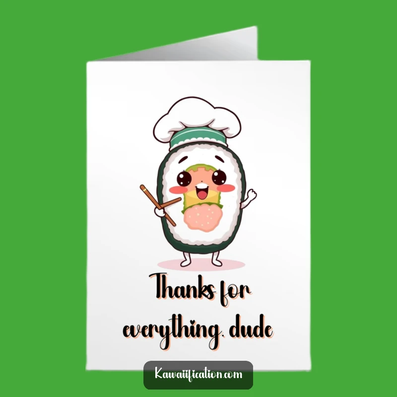 Free Printable Sushi Chef Juggling Thank You Card Humorous Download