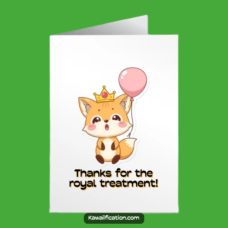 Free Printable Thank You Card: Fox Crown Fall Funny Downloadable Greeting