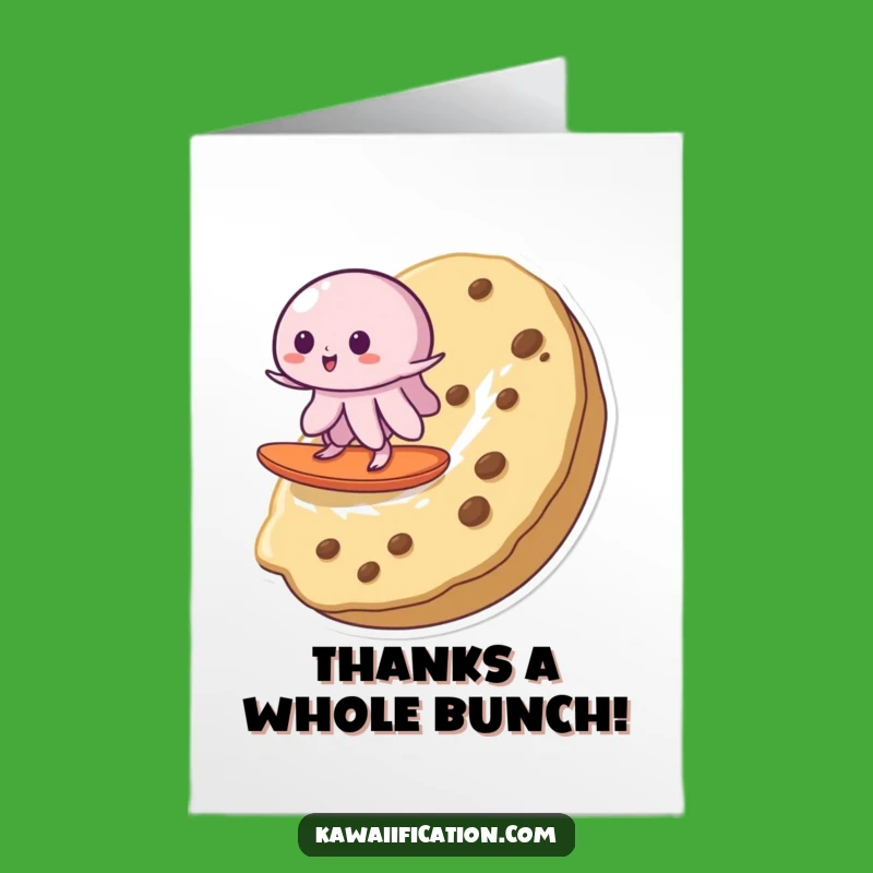 Free Printable Thank You Card: Wobbly Jelly Surfing Cookie Funny Downloadable
