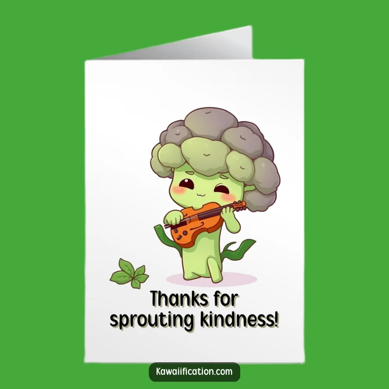 Shy Broccoli Thank You Card: Sweet Free Printable Musician, Heartfelt Downloadable Gift