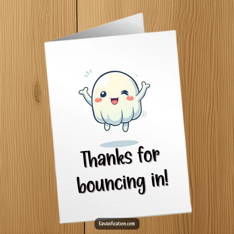 Funny Free Printable Thank You Card featuring a wobbly jelly character jiggling happily to express sincere appreciation.