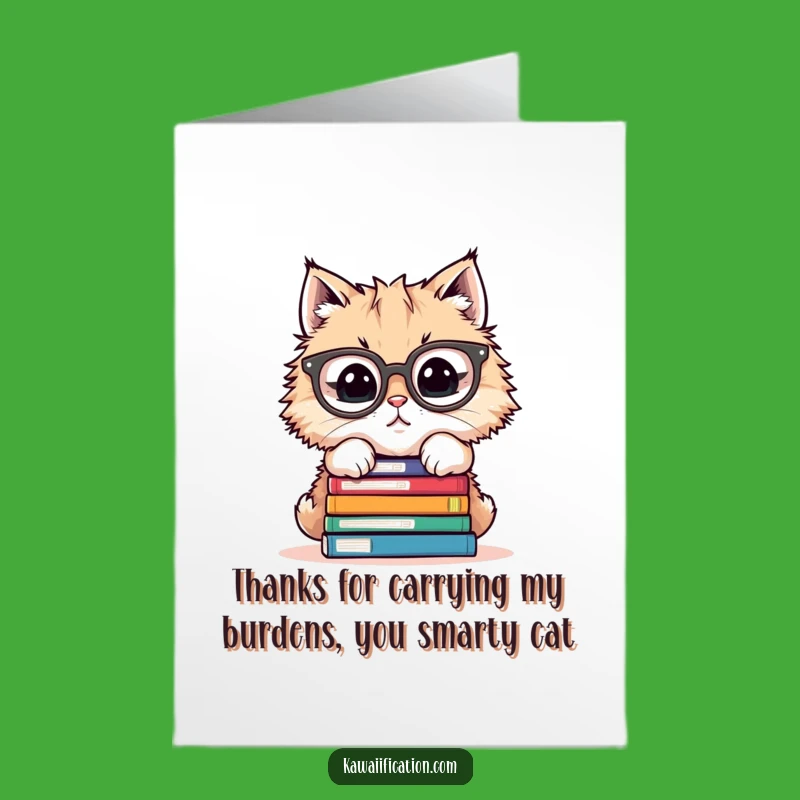 Free Printable Thank You Card: Grateful Book Cat - Funny Downloadable Appreciation Gift