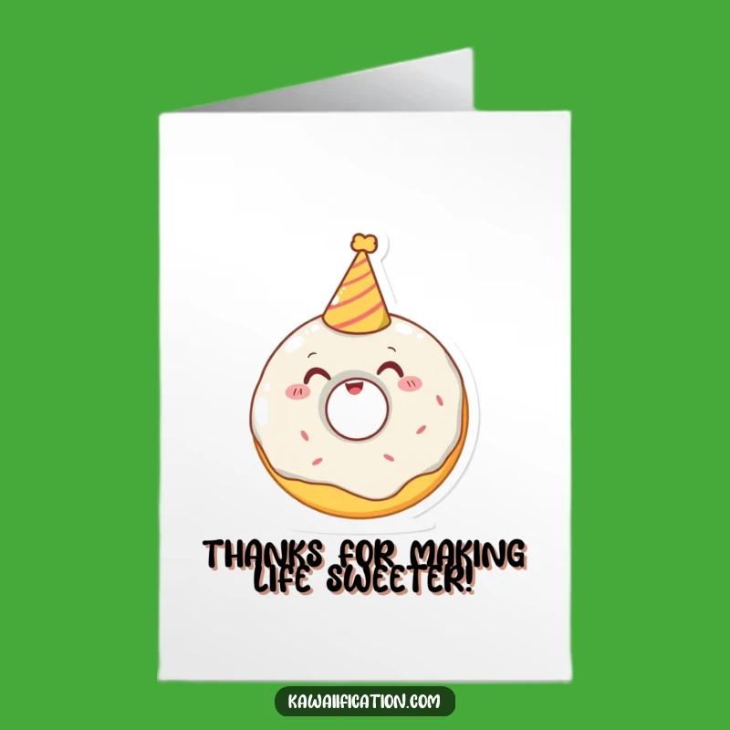 Free Printable Thank You Card: Donut Party Hat Fun - Funny Downloadable Gift