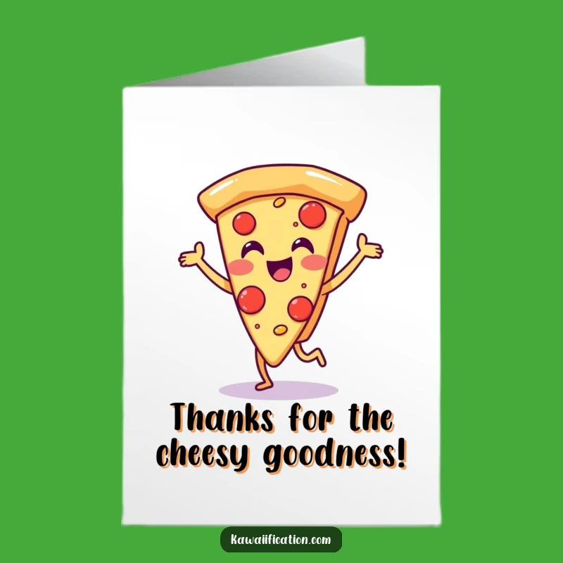 Free Printable Thank You Card: Funny Dancing Pizza for a Cheerful Downloadable Gift