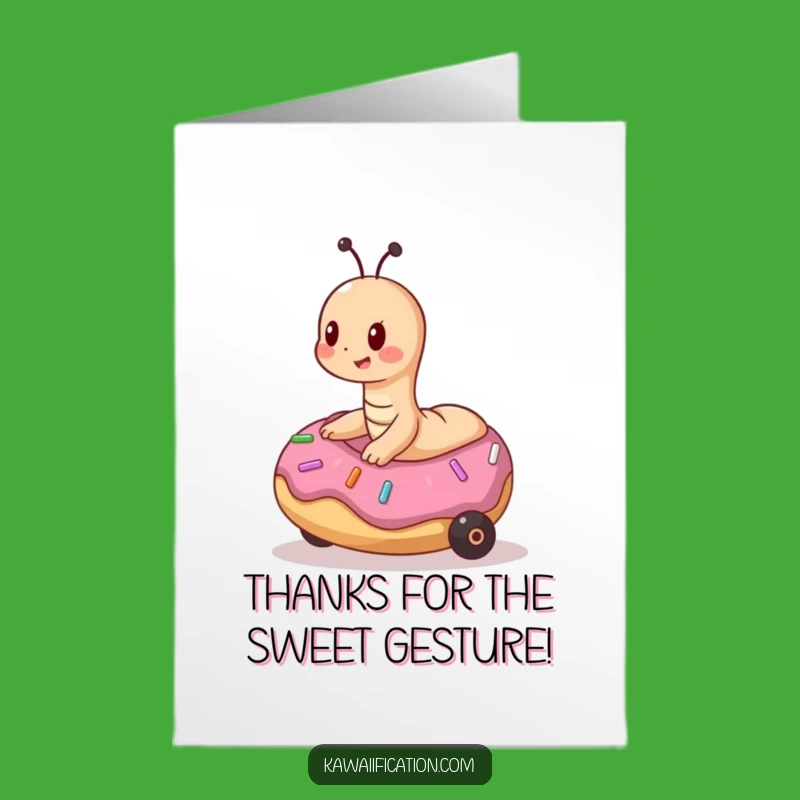 Free Printable Worm Donut Thank You Card: Fun DIY Download Gift