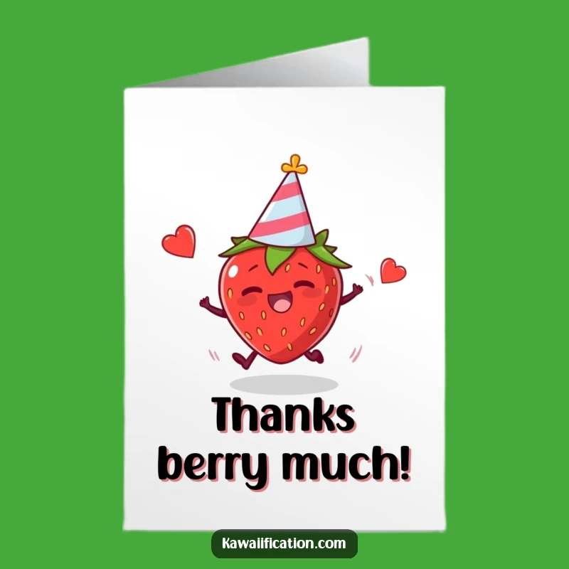 Trippy Strawberry Thank You Card: Funny Free Printable Fall, Sweet Downloadable Gift